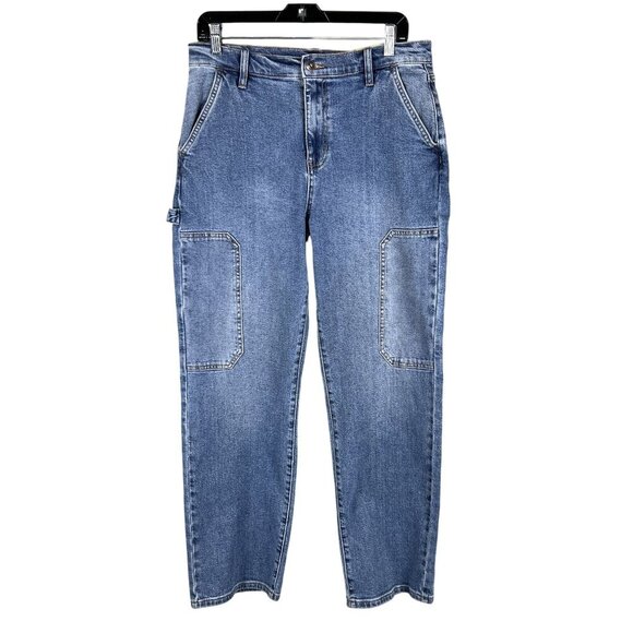 NWT And Now This Womens US 10 Utility Denim Jeans High Rise Straight Leg Skater - Picture 1 of 13
